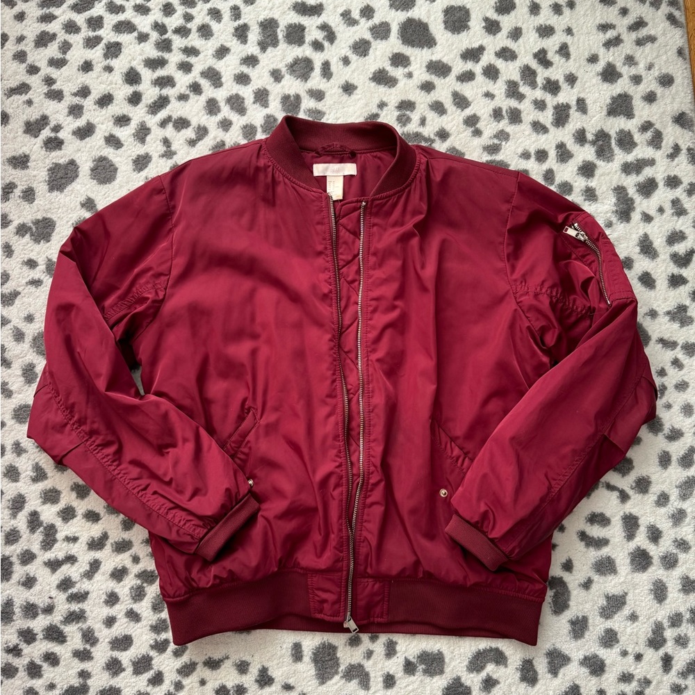 Men’s Maroon H&M Bomber Jacket - size 10/M